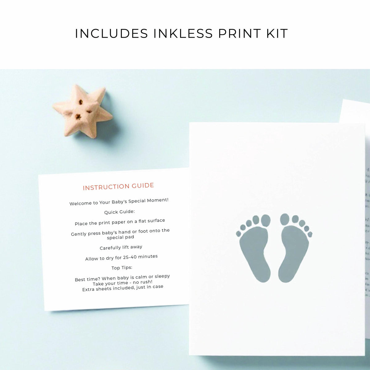 A5 Personalised Baby Hand & Footprint Gold Foil Print, New Baby Keepsake Gift, Birth Announcement Print, Free Ink Kit, Nursery Wall Art