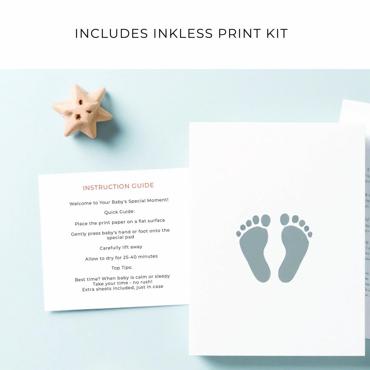 A5 Personalised Baby Hand & Footprint Gold Foil Print, New Baby Keepsake Gift, Birth Announcement Print, With Ink-less Ink Kit