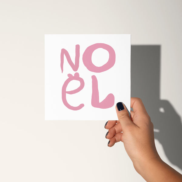 Pink Noel Christmas Card: Elegant Xmas Greeting Card