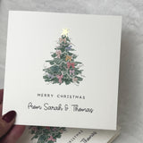 Watercolour Bow Christmas Tree Card with Gold Foil Star
