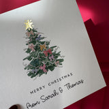 Watercolour Bow Christmas Tree Card with Gold Foil Star