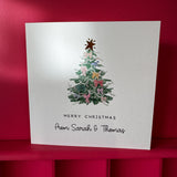 Watercolour Bow Christmas Tree Card with Gold Foil Star