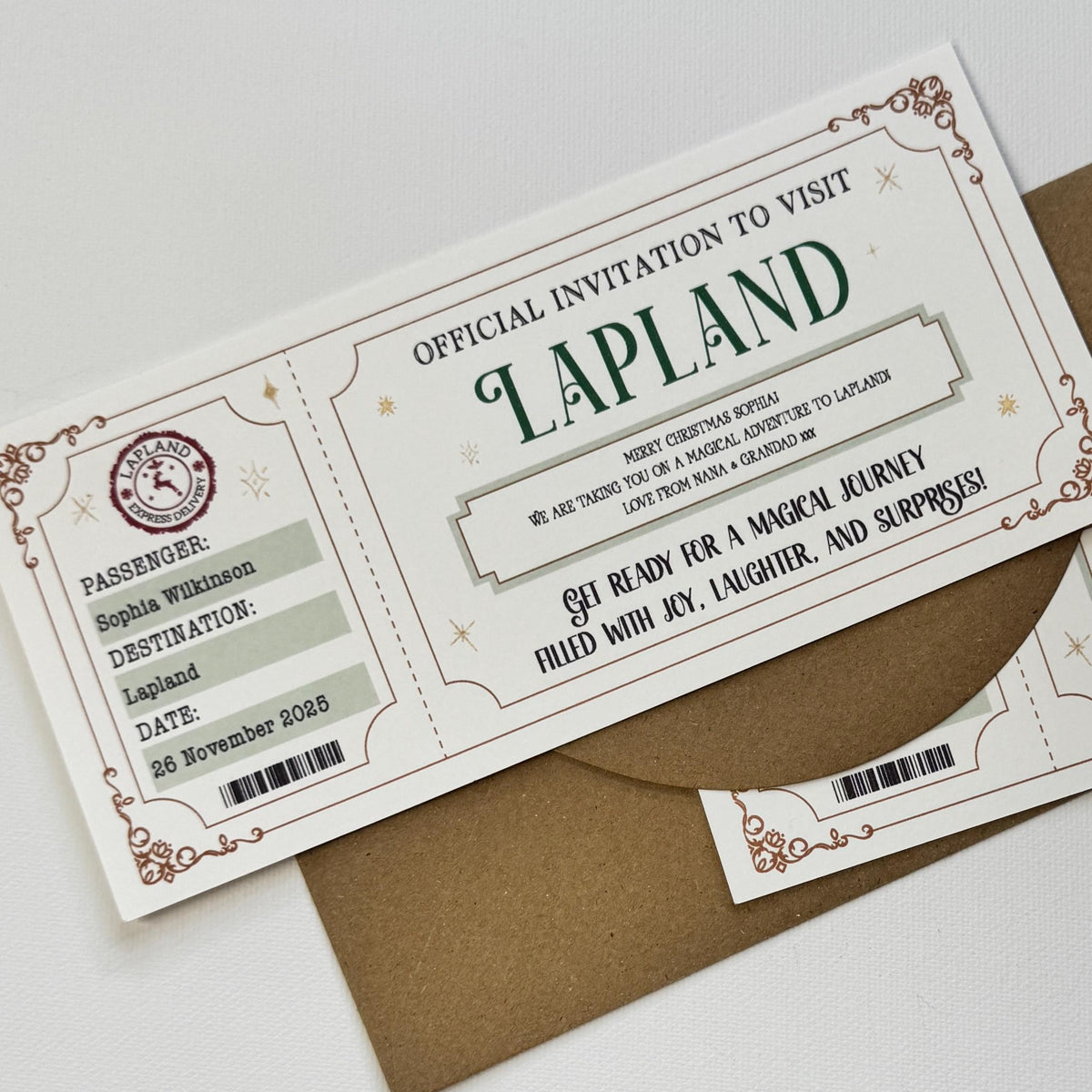 Lapland Boarding Pass, Personalised Lapland Ticket, Christmas Surprise, Holiday Reveal, Magical Adventure Gift for Kids