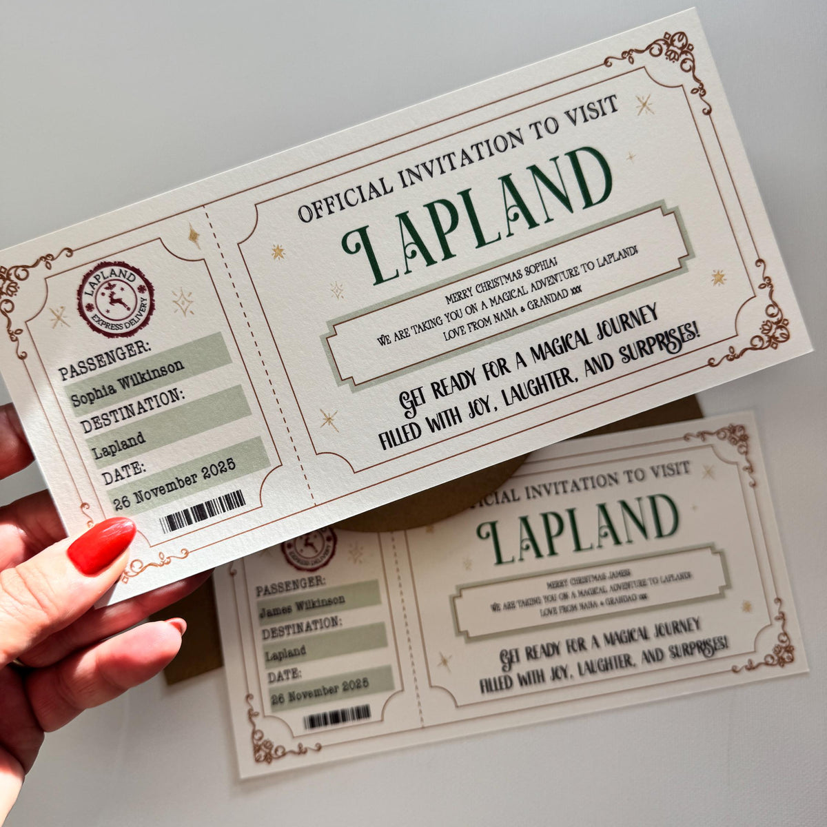 Lapland Boarding Pass, Personalised Lapland Ticket, Christmas Surprise, Holiday Reveal, Magical Adventure Gift for Kids