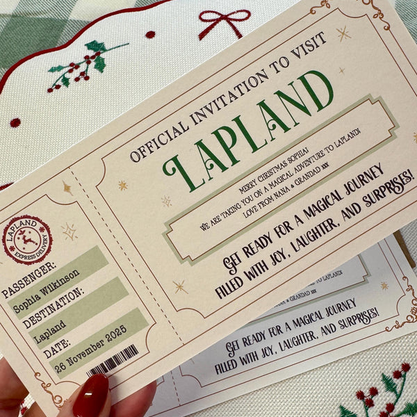 Lapland Boarding Pass, Personalised Lapland Ticket, Christmas Surprise, Holiday Reveal, Magical Adventure Gift for Kids