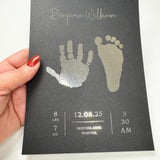 A5 Personalised Baby Hand & Footprint Gold Foil Print, New Baby Keepsake Gift, Birth Announcement Print, With Ink-less Ink Kit