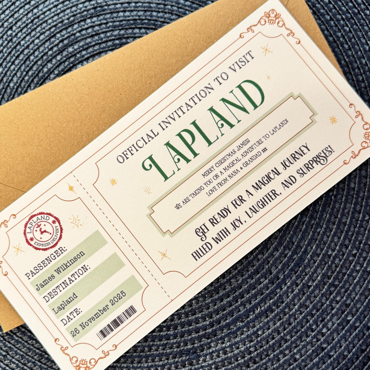 Lapland Boarding Pass, Personalised Lapland Ticket, Christmas Surprise, Holiday Reveal, Magical Adventure Gift for Kids