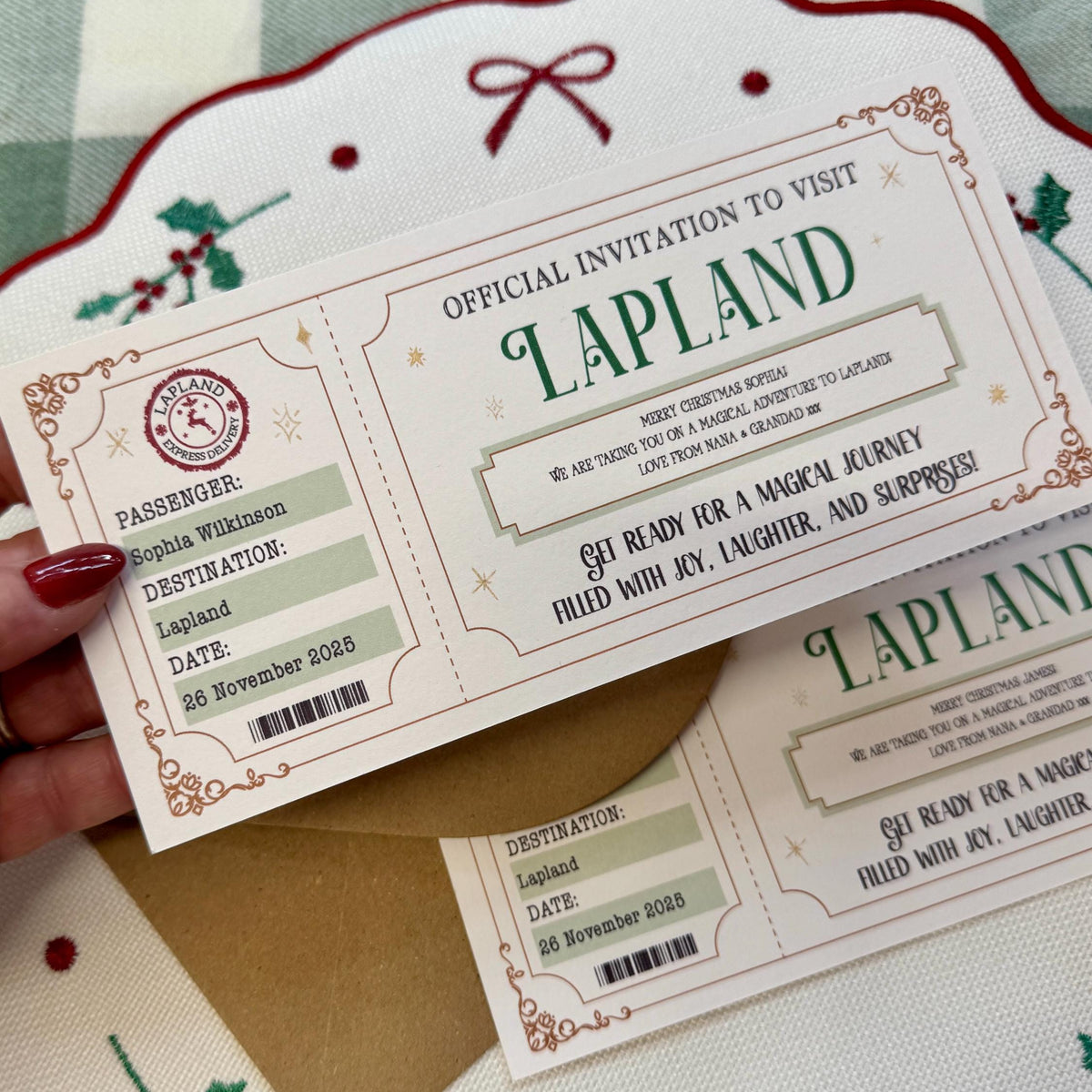Lapland Boarding Pass, Personalised Lapland Ticket, Christmas Surprise, Holiday Reveal, Magical Adventure Gift for Kids