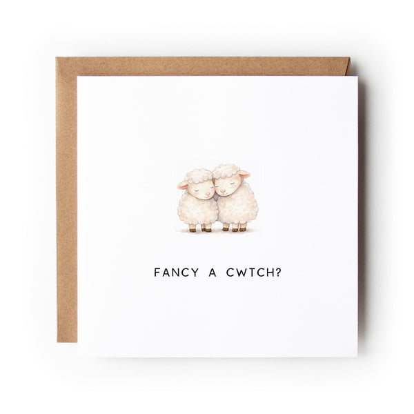 Welsh Sheep Valentine’s Card, Fancy a Cwtch?, Welsh Love Card
