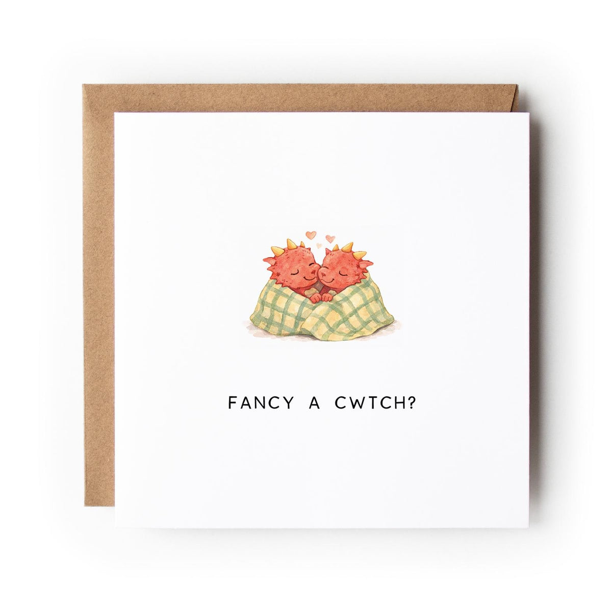 Welsh Dragon Valentine’s Card, Fancy a Cwtch?, Welsh Love Card