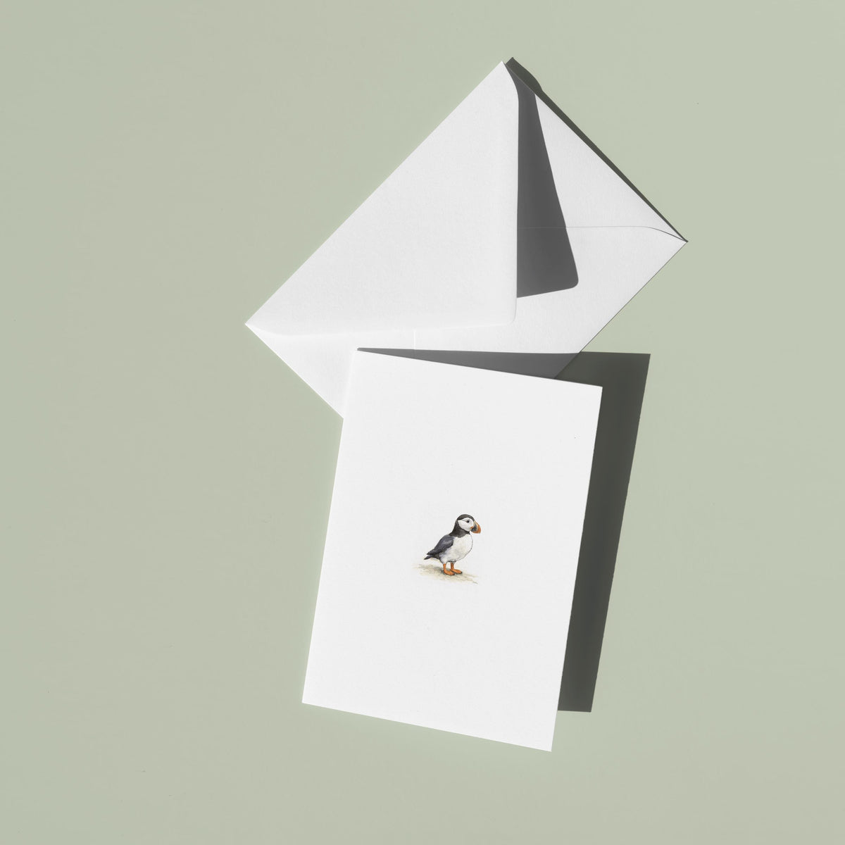 Welsh Inspired Puffin Card, Minimal Illustration, A6 Greeting Card