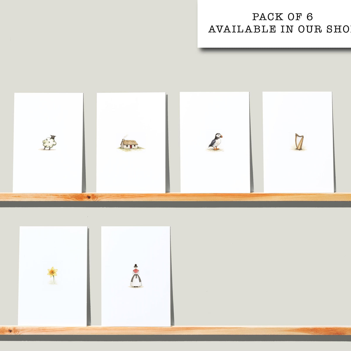 Welsh Harp A6 Greeting Card, Minimal Welsh Illustration