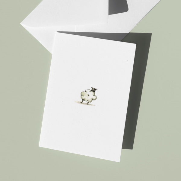 Welsh Inspired Sheep Card, Minimal Illustration, A6 Greeting Card