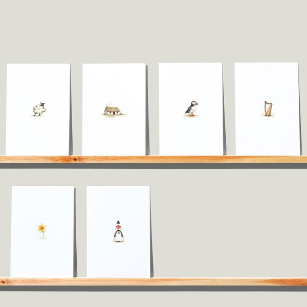 Pack of 6 Welsh Inspired A6 Greeting Cards, Minimal Welsh Illustrations