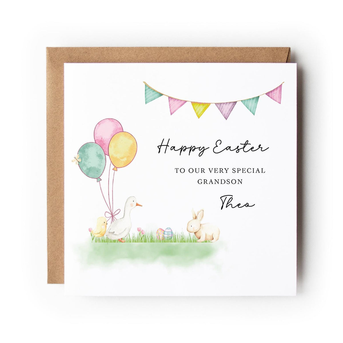 Personalised Easter Card for Granddaughter or Grandson, Happy Easter Card