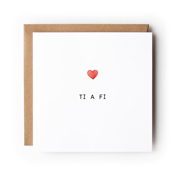 Welsh Heart St Dwynwen’s Day Card, Ti a Fi Card, Welsh Valentine’s Day Card, Puffin Love Card