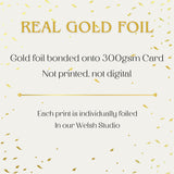 A5 Blue Personalised Baby Hand & Footprint Metallic Foil Print, New Baby Keepsake Gift, With Ink-less Ink Kit