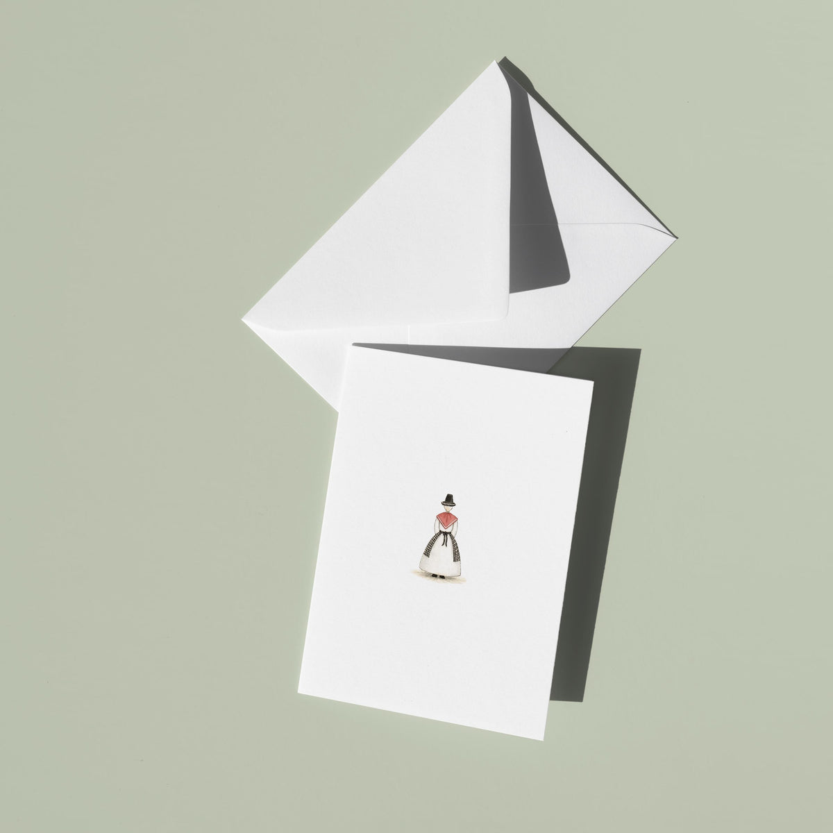 Welsh Lady A6 Greeting Card, Minimal Welsh Illustration