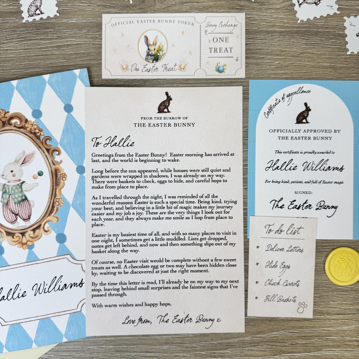 Personalised Easter Bunny Letter Set, Easter Morning Keepsake, Magical Easter Letter for Children