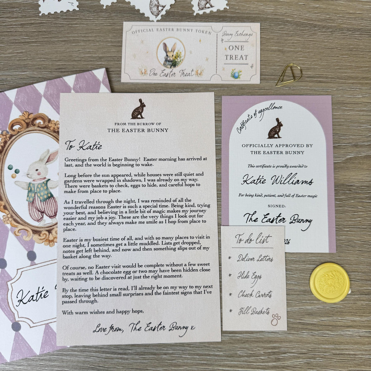 Personalised Easter Bunny Letter Set, Easter Morning Keepsake, Magical Easter Letter for Children