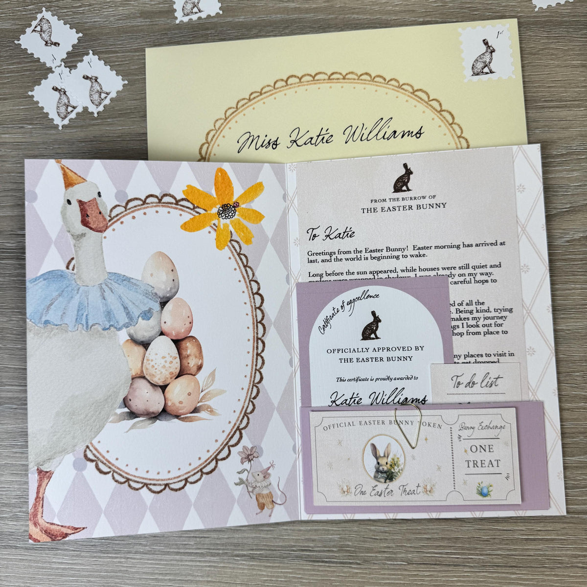 Personalised Easter Bunny Letter Set, Easter Morning Keepsake, Magical Easter Letter for Children