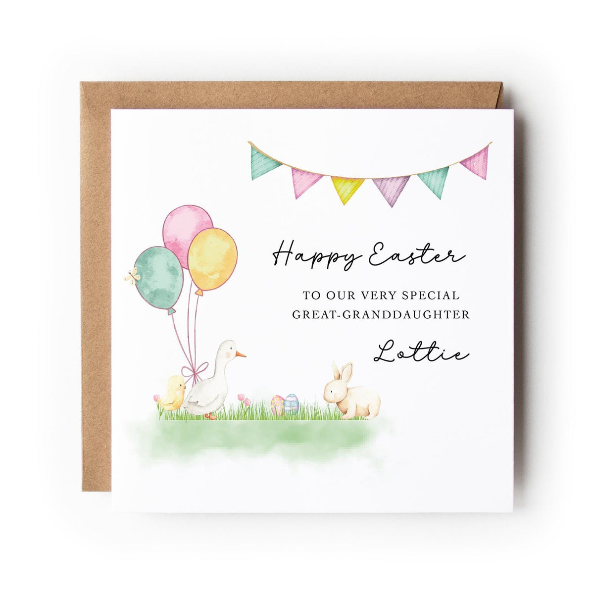 Personalised Easter Card for Great-Grandchild, Happy Easter Card, Great-Granddaughter, Great-Grandson