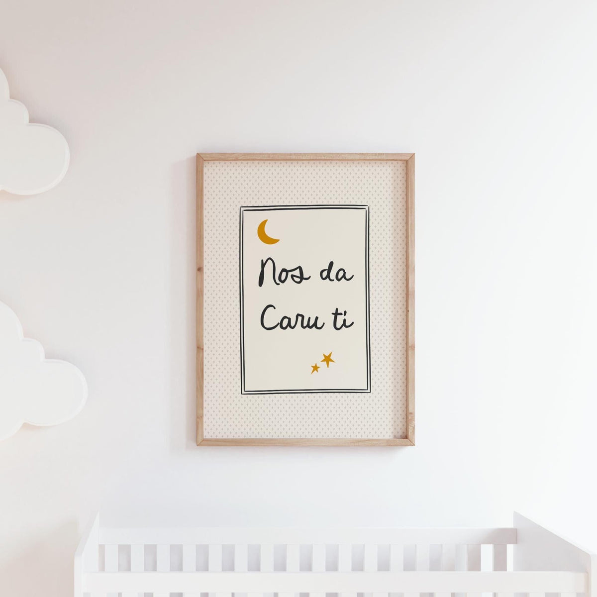 Nos da Caru ti Welsh Nursery Print, Good Night Love You