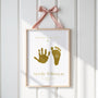 Welcome to the world Personalised Baby Hand & Footprint Metallic Foil Print, New Baby Keepsake Gift, With Ink-less Ink Kit