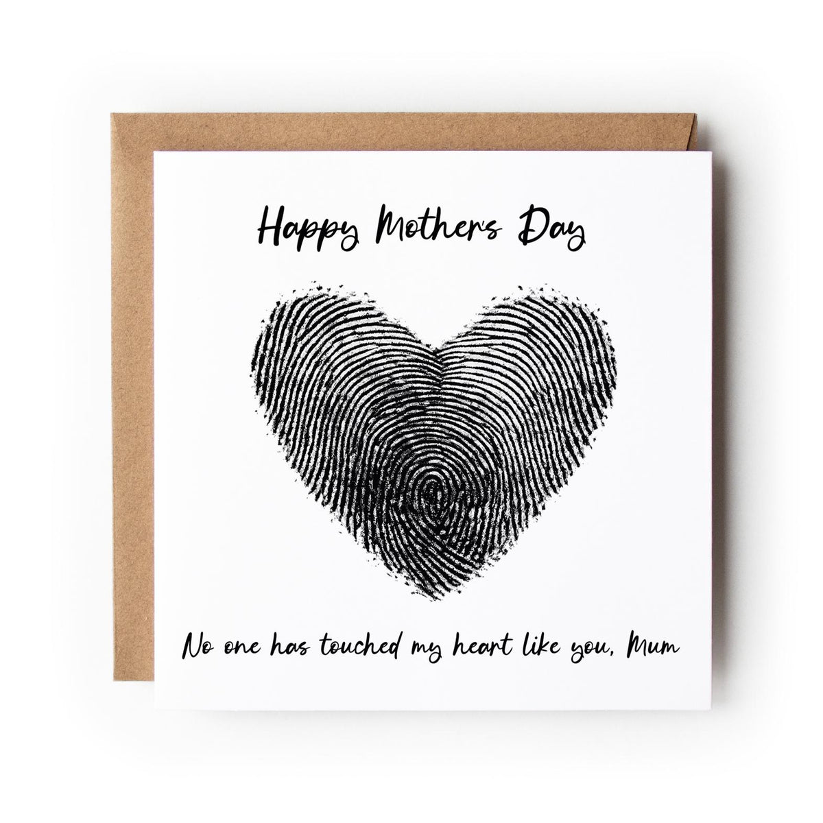 Mothers Day Card Fingerprint Heart Love Mum