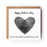 Mothers Day Card Fingerprint Heart Love Mum