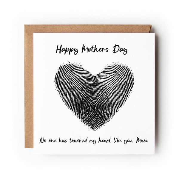 Mothers Day Card Fingerprint Heart Love Mum