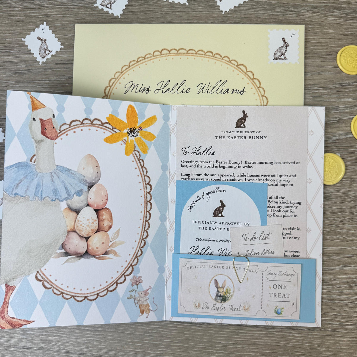 Personalised Easter Bunny Letter Set, Easter Morning Keepsake, Magical Easter Letter for Children