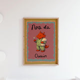 Personalised Welsh Dragon Nursery Print Set of 2, Nos Da & Bore Da