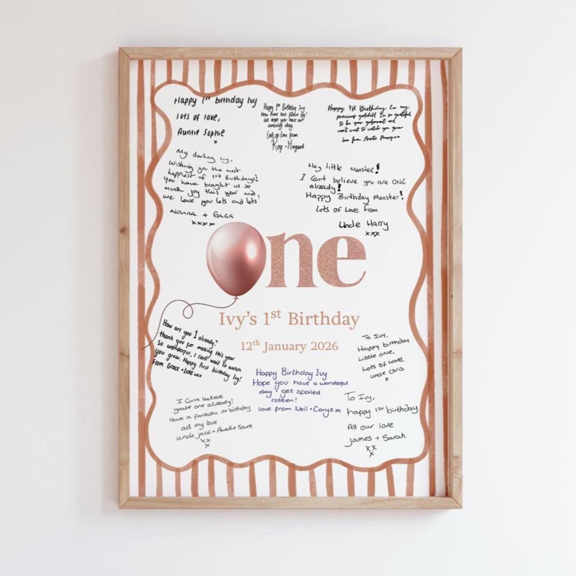 Card Collage First Birthday Keepsake Print