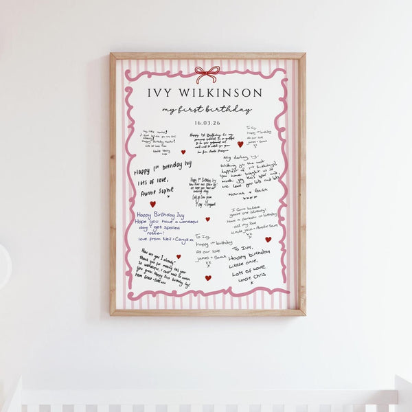 Personalised First Birthday Keepsake Print, Birthday Card Messages, 1st Birthday Milestone Print