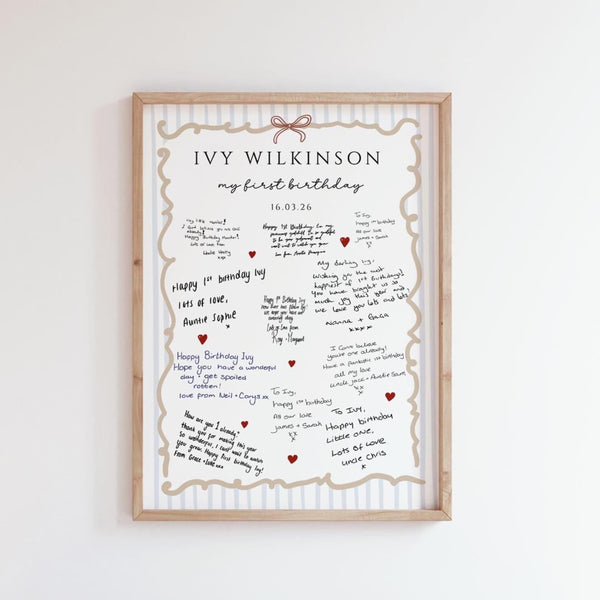 Personalised First Birthday Keepsake Print, Birthday Card Messages, 1st Birthday Milestone Print