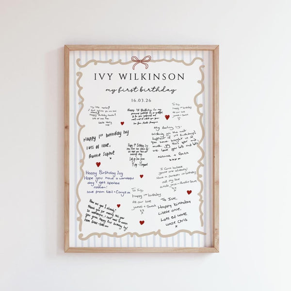 Card Collage First Birthday Keepsake Print