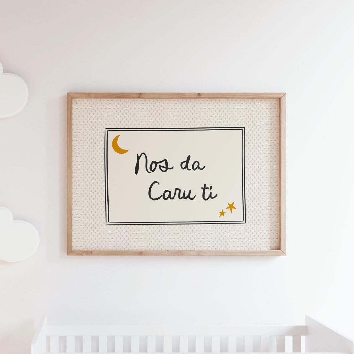 Nos da Caru ti Welsh Nursery Print, Good Night Love You