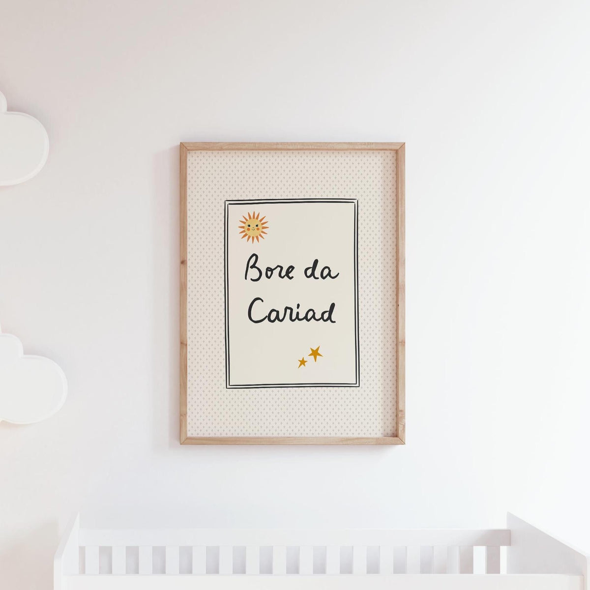 Welsh Nursery Print, Bore da Cariad, Good Morning My Love