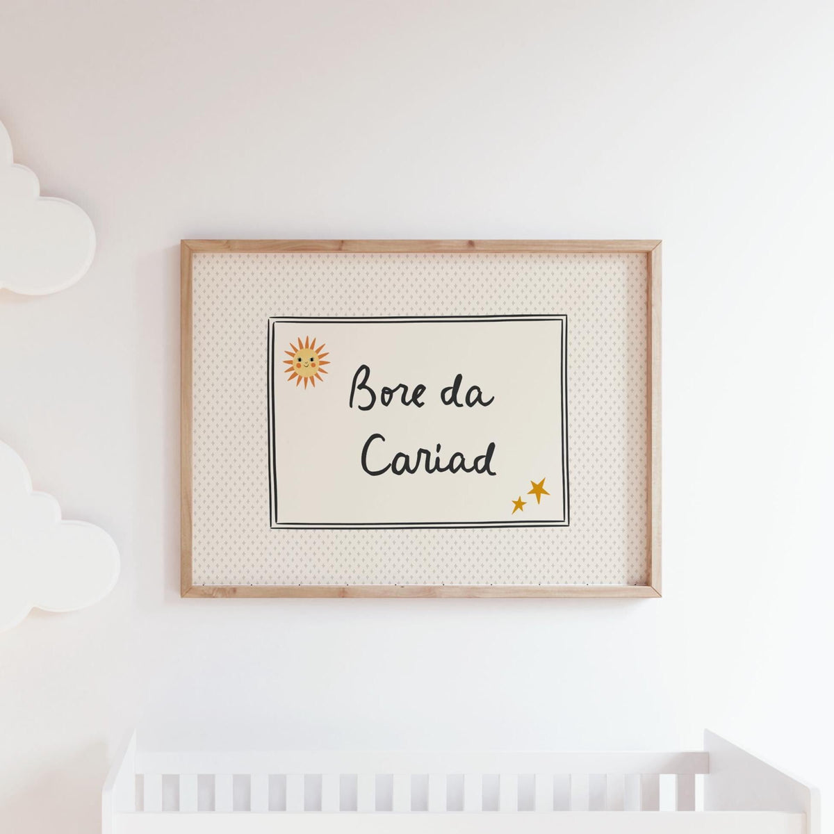 Welsh Nursery Print, Bore da Cariad, Good Morning My Love