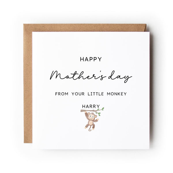 Personalised Mother's Day Card, Cheeky Monkey Illustration