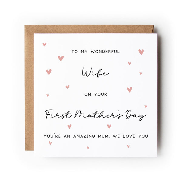 First Mother’s Day Card for my Wife, New Mum, Heart Design