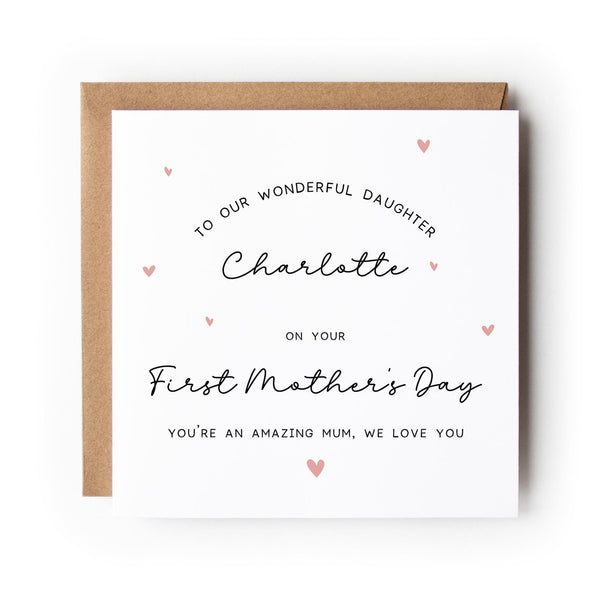 First Mother’s Day Card for my Daughter, New Mum, Heart Design