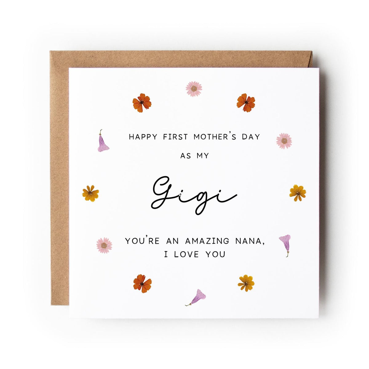 First Mother’s Day card, Nana, Grandma, Gigi etc, Floral Peony Design