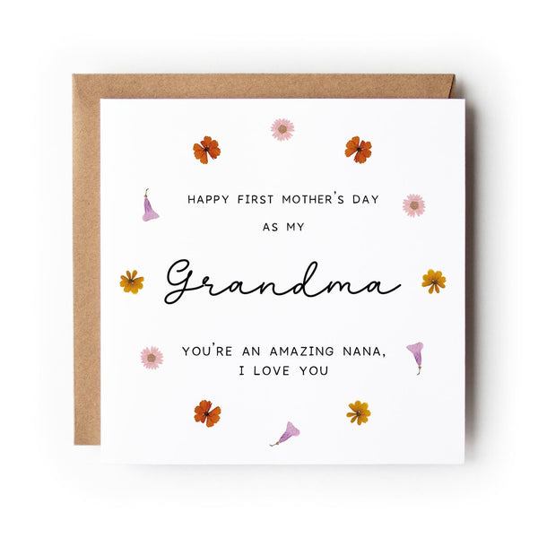 First Mother’s Day card, Nana, Grandma, Gigi etc, Floral Peony Design
