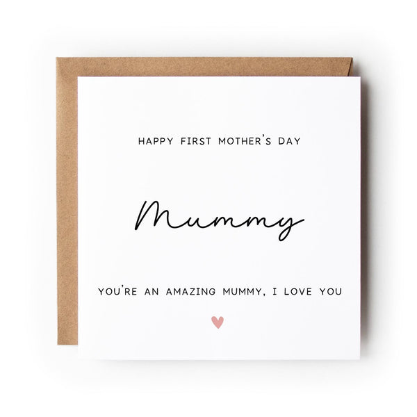 Personalised First Mother’s Day Card, Simple Heart Design