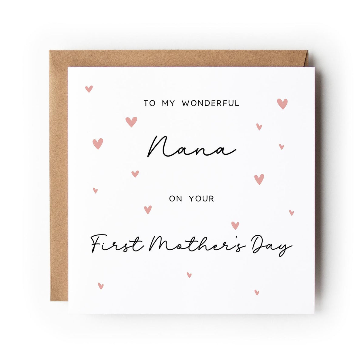 First Mother’s Day card, Nana, Grandma, Gigi or any Name, Watercolour Heart Design