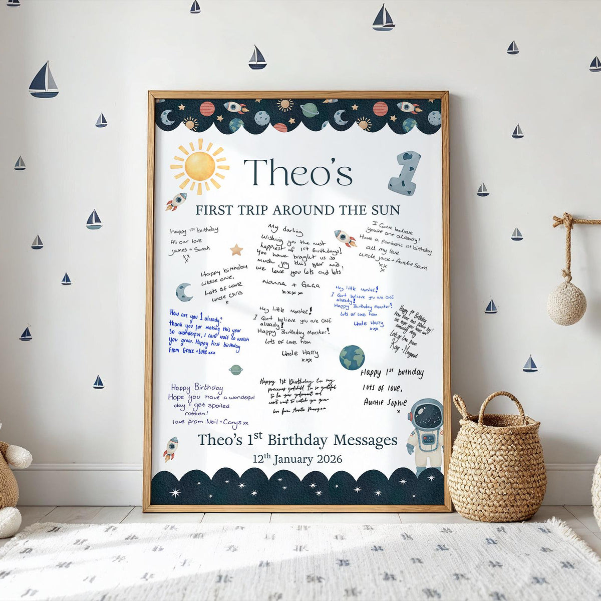 Personalised 1st Birthday Card Collage Message Keepsake Print