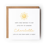 Ray of Sunshine First Birthday Greeting Card
