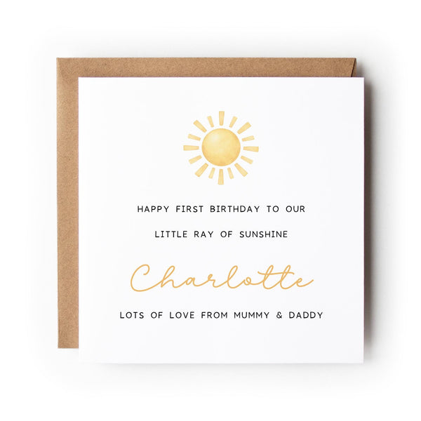 Ray of Sunshine First Birthday Greeting Card